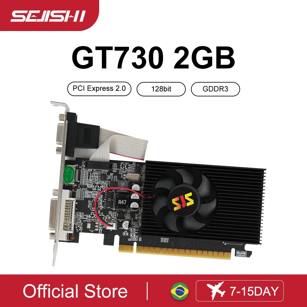 SJS Video Card GeForce GT730 Display Vga Cards 2GB DDR3 128Bit Computer Graphics Card for NVIDIA Game PC GT 730 2GD3 HDMI DVI