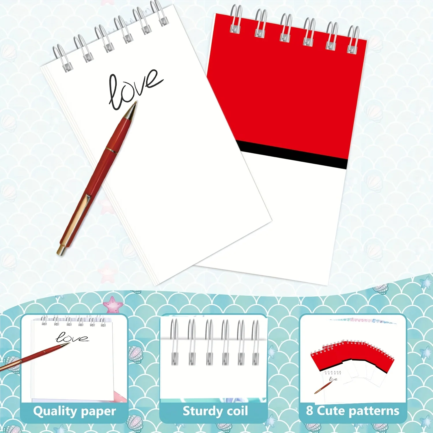 

24Pcs Red & White Mini Party Gift Notebooks, Spiral Pocket Notes, Game Party & Birthday Party Favors