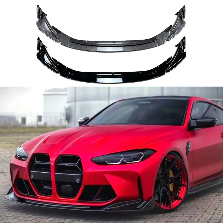 

For 2021 + BMW M3 G80 M4 G82 Front Bumper Lip Separator High Quality ABS Material Three-section Spoiler Guard Car Parts