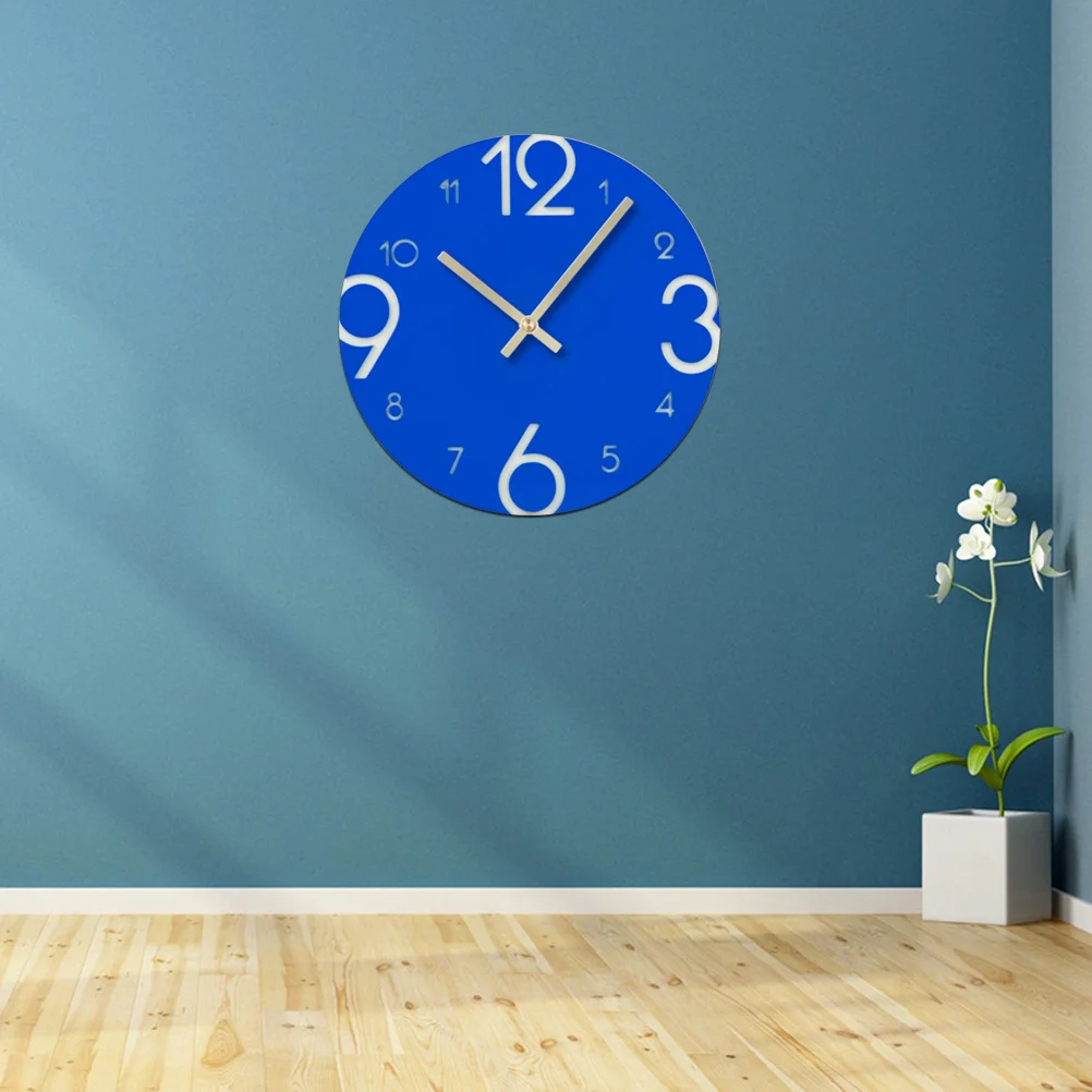 

Acrylic Wall Clock Blue Round Silent Movement Arabic Numerals Decorative Clock For Living Room Bedroom Office Home