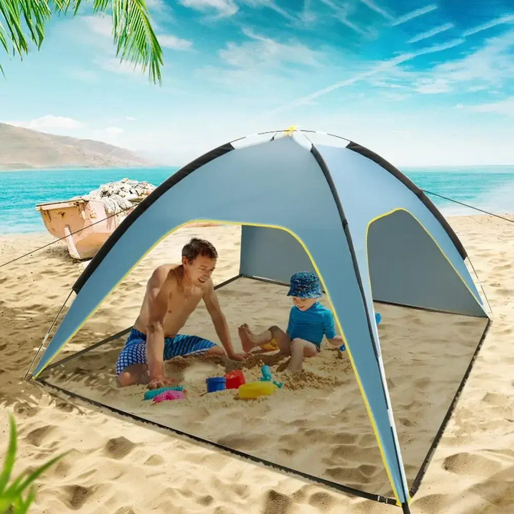 

th Tente ventilée camping familial, abri solaire extérieur, tentes plage, auvent étanche, installation rapide,