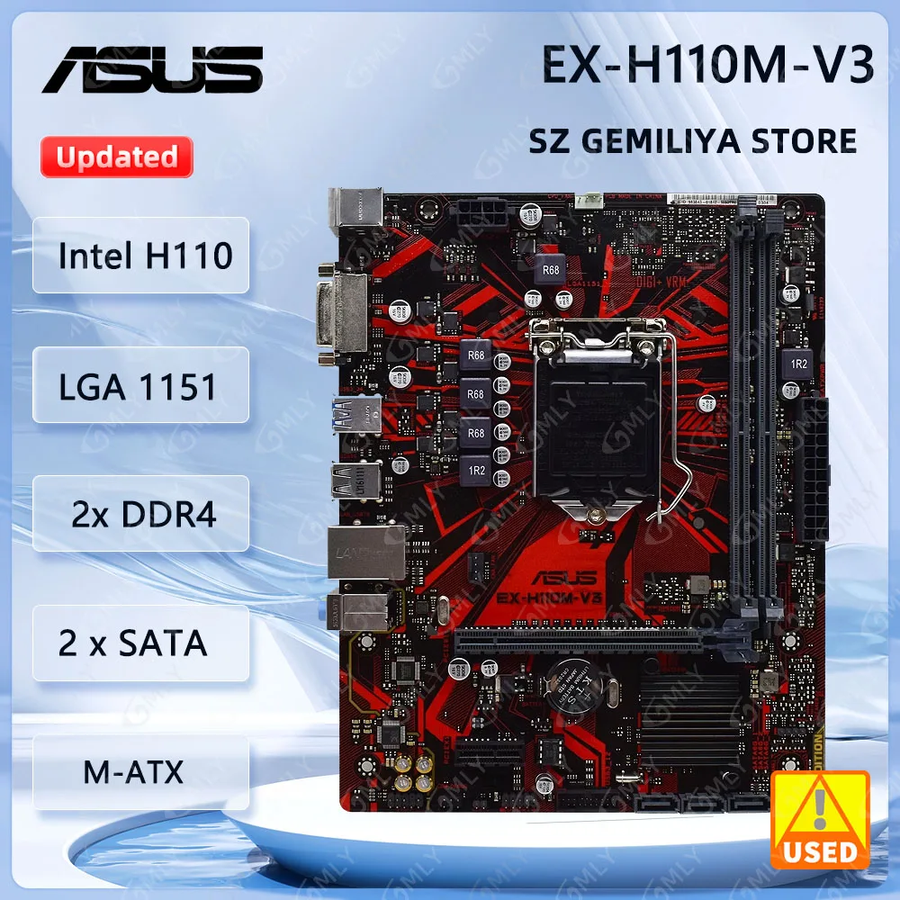 

Материнская плата ASUS EX-H110M-V3, Intel H110, LGA 1151, DDR4, поддержка до 32 ГБ, процессоры i3-6300, 7100, 6500, 7400, 6600, 6700, G4600, Micro ATX