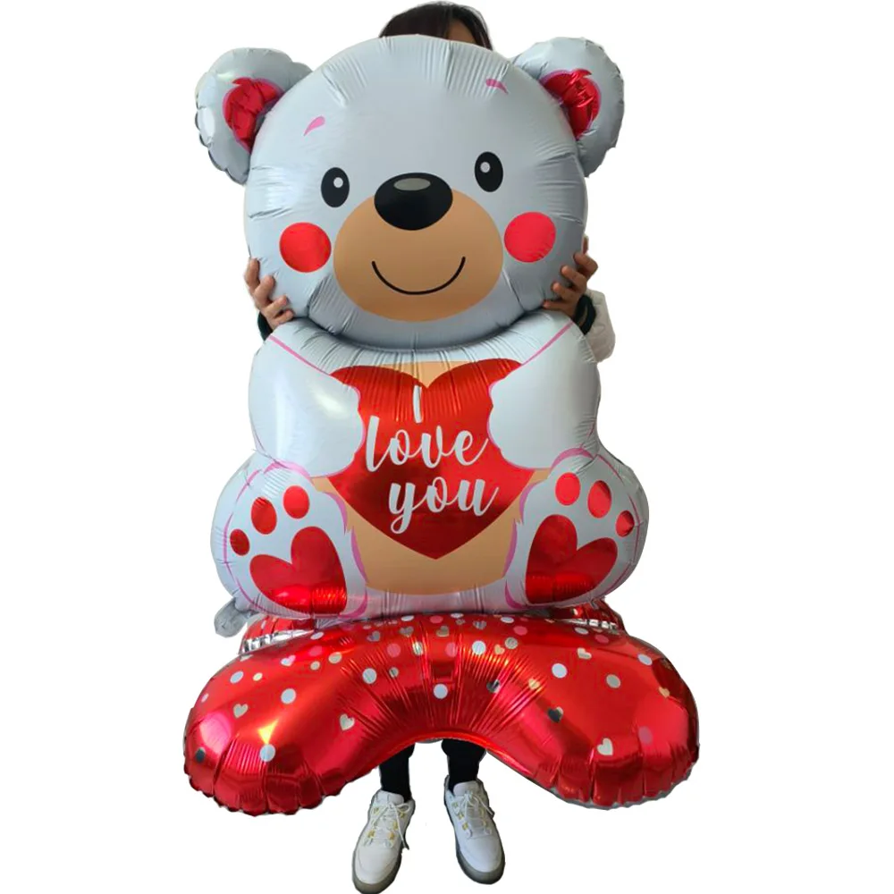 Valentine's Day Balloon Huge Love Heart Bear Shape Balloon Teddy Balloon for Wedding Baby Shower Valentine's Day Decors