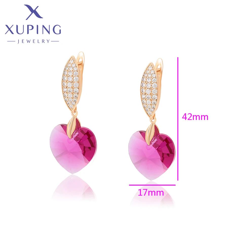 Xuping Jewelry Romantic Boyfriend Gift Heart Shapes Crystal Earring of Gold Color for Women Gifts Party Birthday Charm Jewellery