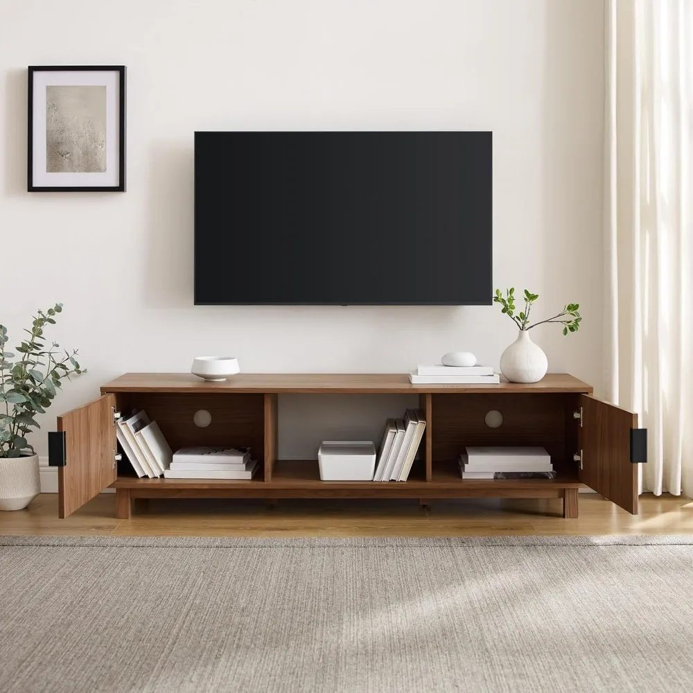 حامل تلفزيون حديث مخدد لأجهزة التلفاز مقاس 65 بوصة، ومركز ترفيه مقاس 58 بوصة مع رف تخزين، لمسة نهائية موكا