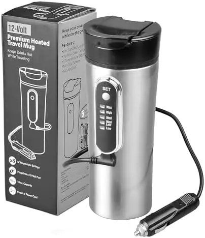 

Автомобильная кружка с подогревом TN TONNY 400 мл - 5 температурных режимов, 12В, из нержавеющей стали, для путешествий