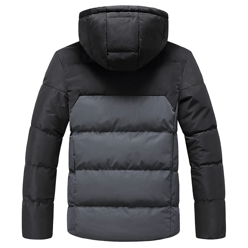 New Bright Leather Winter Men's Jacket Casual Parka Outwear Waterproof Puffer Padding Warm Stand With Hood Outwearing Coat