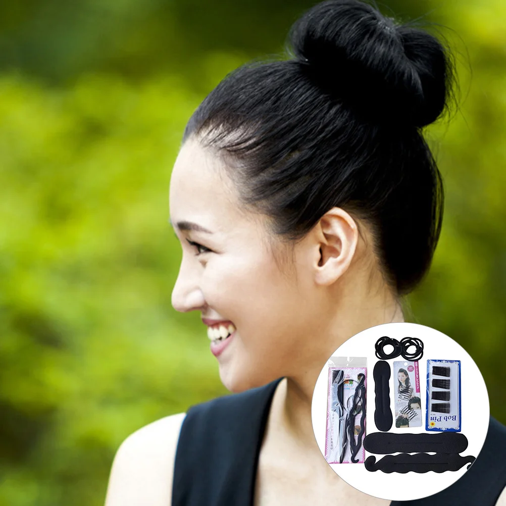 

1Set Hair Bun Maker Hair Styling Tools DIY Braiding Kit Easy Natural Look for Wedding Party Yoga Ponytail Holder