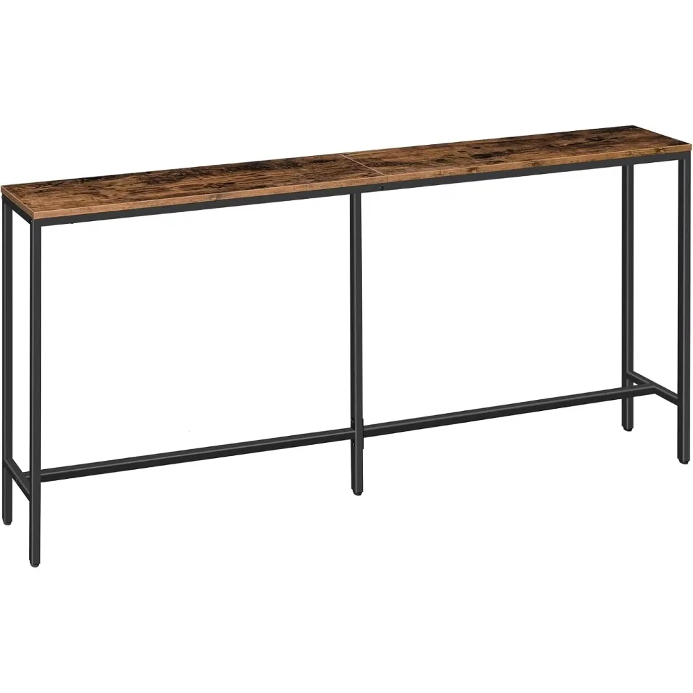 

70.9" Narrow Long Sofa Table, Industrial Sofa Table,for Hallway, Living Room, Sturdy and Stable, Easy to Assemble, Rustic Brown