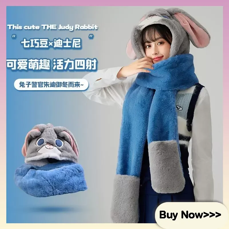 

Шапка и шарф в одном, женские осенне-зимние перчатки, три одной шапки, Zootopia, милый ветрозащитный теплый комплект из трех предметов, сюрприз, зимний подарок