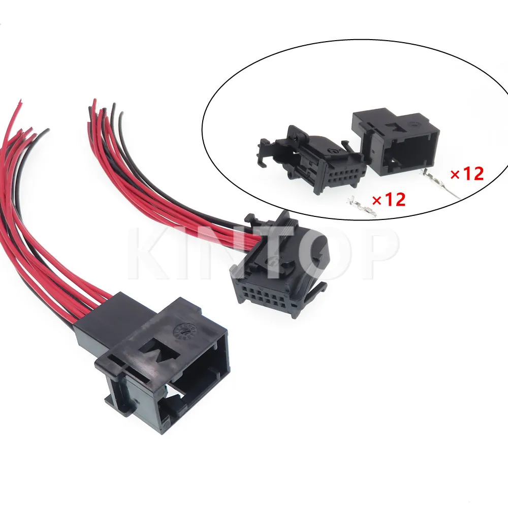 

1 Set 12 Pins 1379096-3 AC Assembly Male Female Unsealed Plug 0.6 Series Car Power Amplifier Electric Wire Socket For VW Porsche