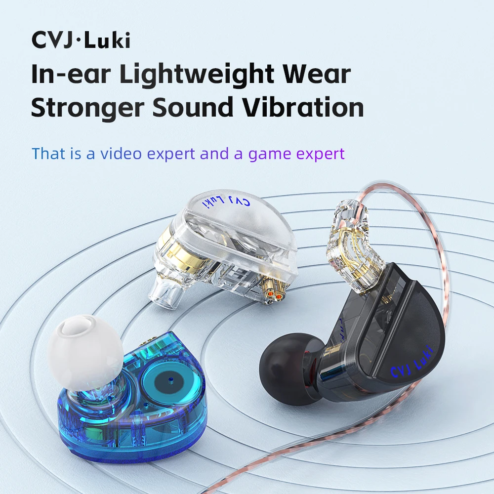 CVJ Luki In-Ear Earphones 1DD+1Vibration Unit Dual Unit With Mic Cable Three Pairs of Earplugs For Gaming and Music