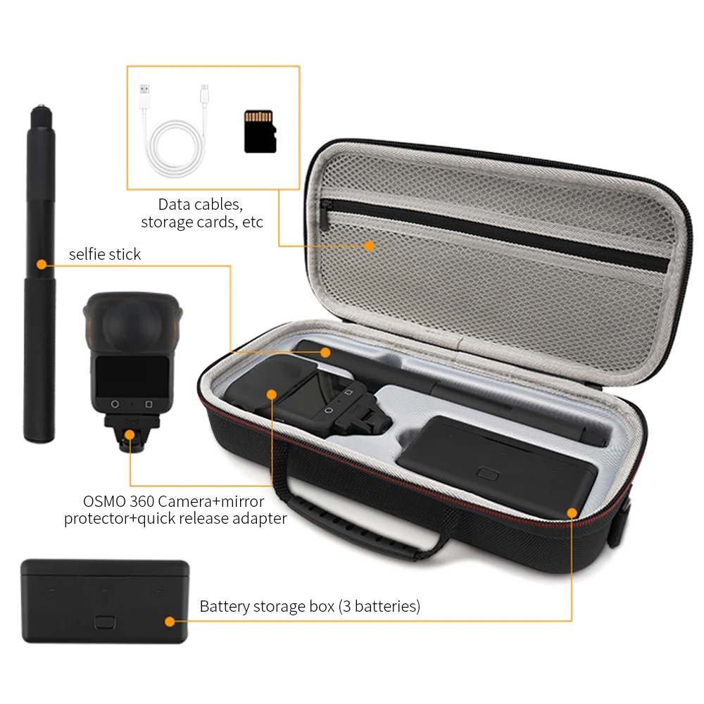 الصلب إيفا المتكلم حقيبة للتخزين ل DJI OSMO 360 كاميرا رياضية صندوق حماية Osmo 360 كاميرا بانورامية المحمولة حقيبة حمل السفر