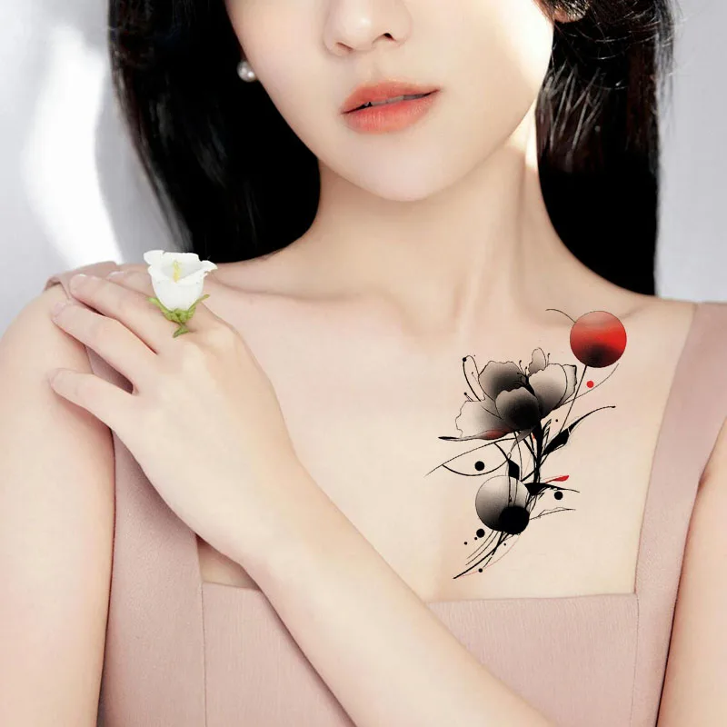 Realistic Lotus and Sunflower Tattoo for Hips and Legs, Sexy Collarbone, Waterproof and Sweatproof Temporary Tattoo Sticker