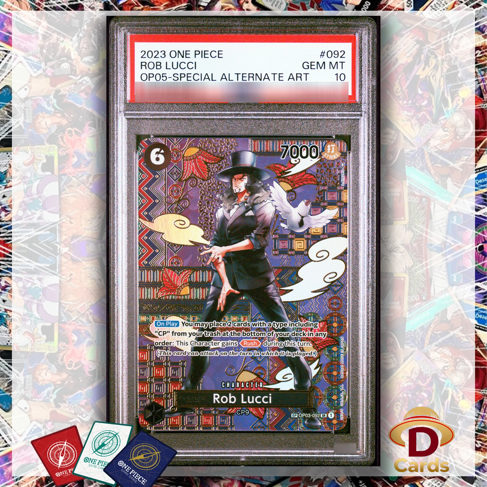 

One Piece Lucci Rob OP03-092 SR Proxy Card Special Alternate Art Set P/S/A10 Gemmt10 Card Collectibles Game Anime Cards Foil
