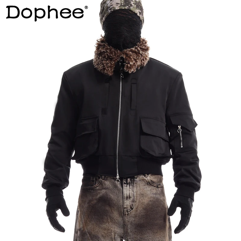 2025 شتاء جديد موضة جاكيت زيبرا سترات الصوف بطانة سميكة فو الفراء طوق فضفاض الراحة سترات الرجال ملابس خارجية معاطف