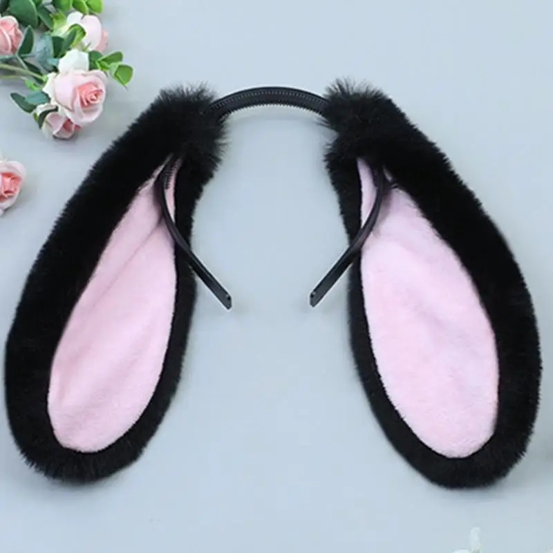 N7YF Animal Ears Headband Plush Long Rabbit Ears Hair Hoop Hair Accessories for Daily