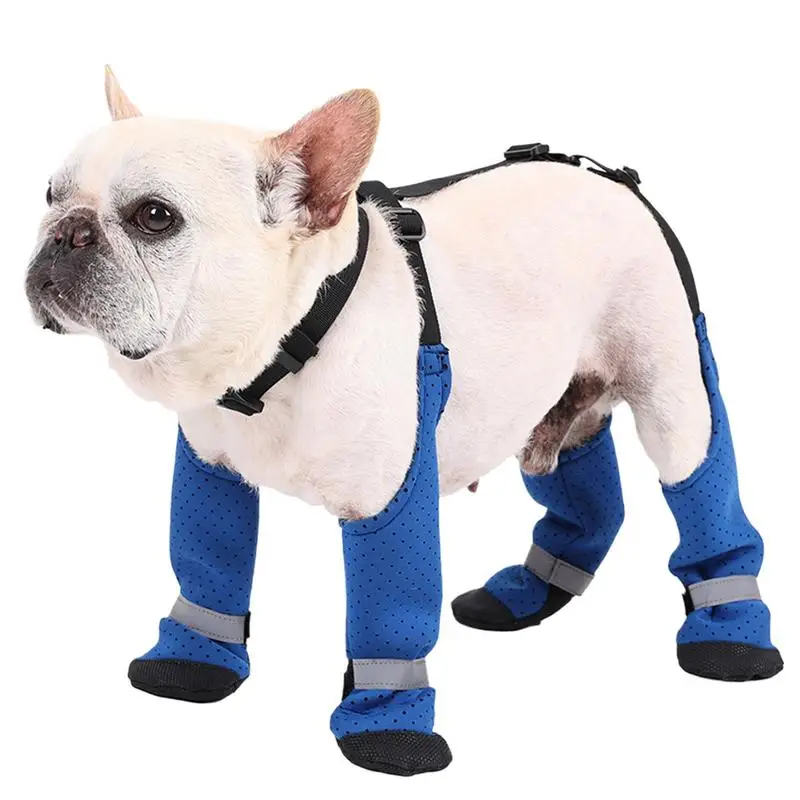 Suspender Dog Boots Waterproof Dog Paw Boot Leggings Adjustable Anti-Slip Dog Booties Dog Snow Pants For Outdoor Walking Running