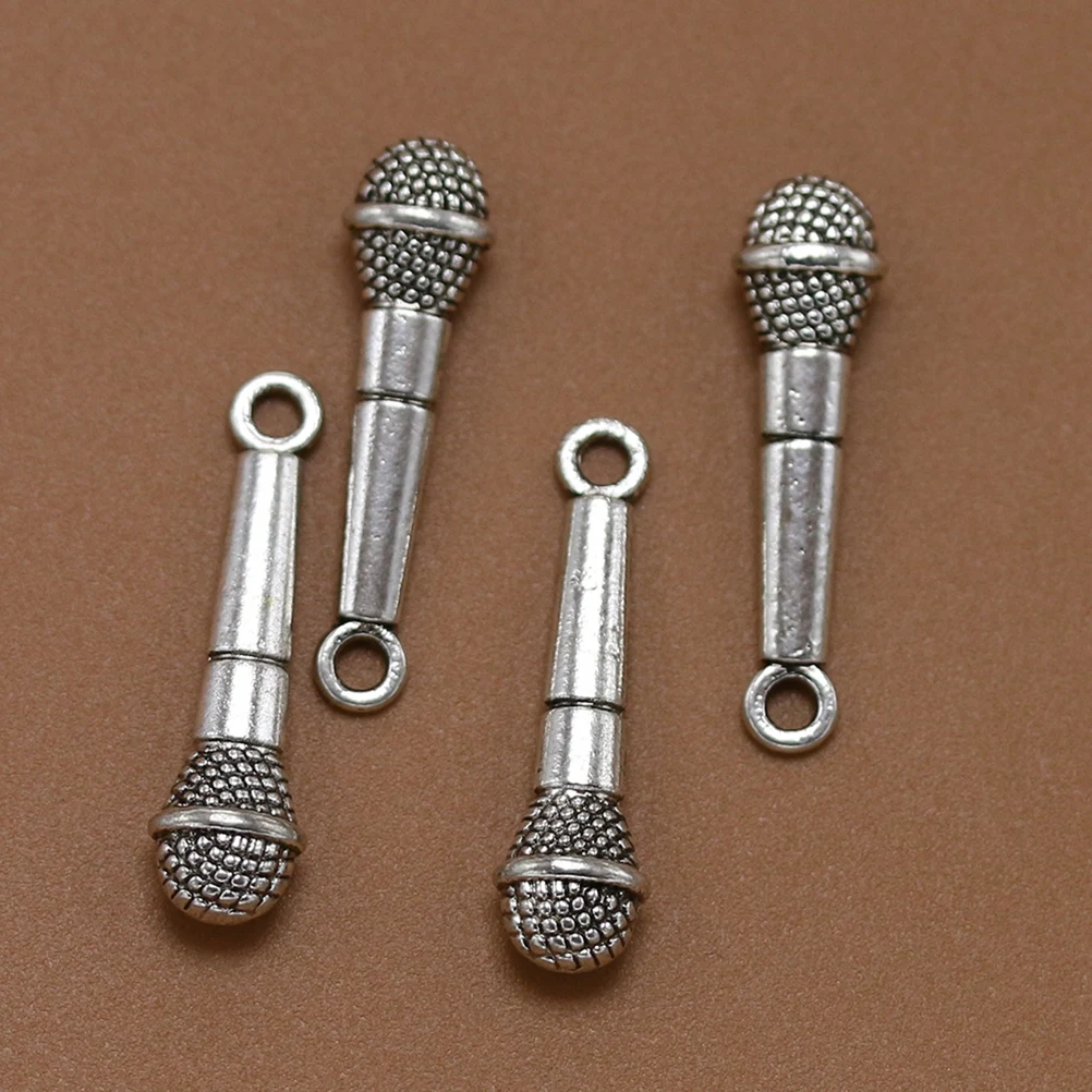 

20Pcs Microphone Alloy Pendant Charms Silver Perfect for DIY Necklace Bracelet Jewelry Making Keychain Scrapbooking