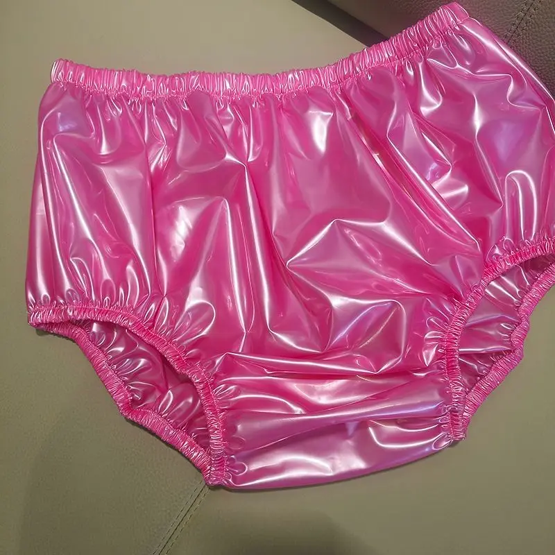

Unisex ABDL Loose PVC High Waist Briefs Men Women Candy Color Transparent Soft Plastic Diaper Adult Lingerie Panties Underwear