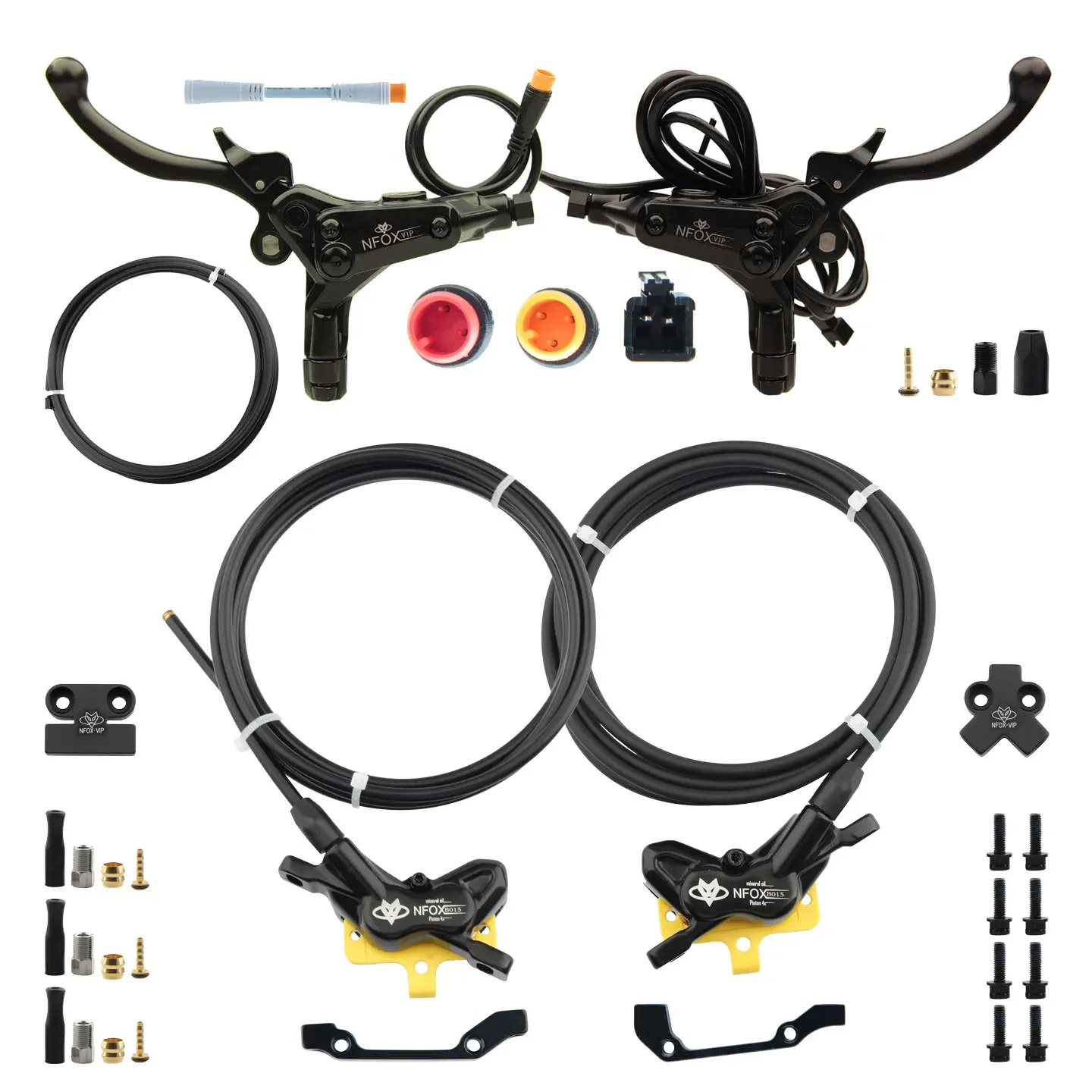 AliExpress nfox NFOX electric scooter tricycle brake with parking handle 4-piston heat dissipation hydraulic caliper three-way one drag two kit