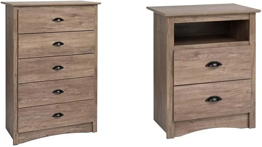 

Salt Spring 5-Drawer Chest, Drifted Gray & Sonoma Nightstand with Open Shelf, Drifted Gray