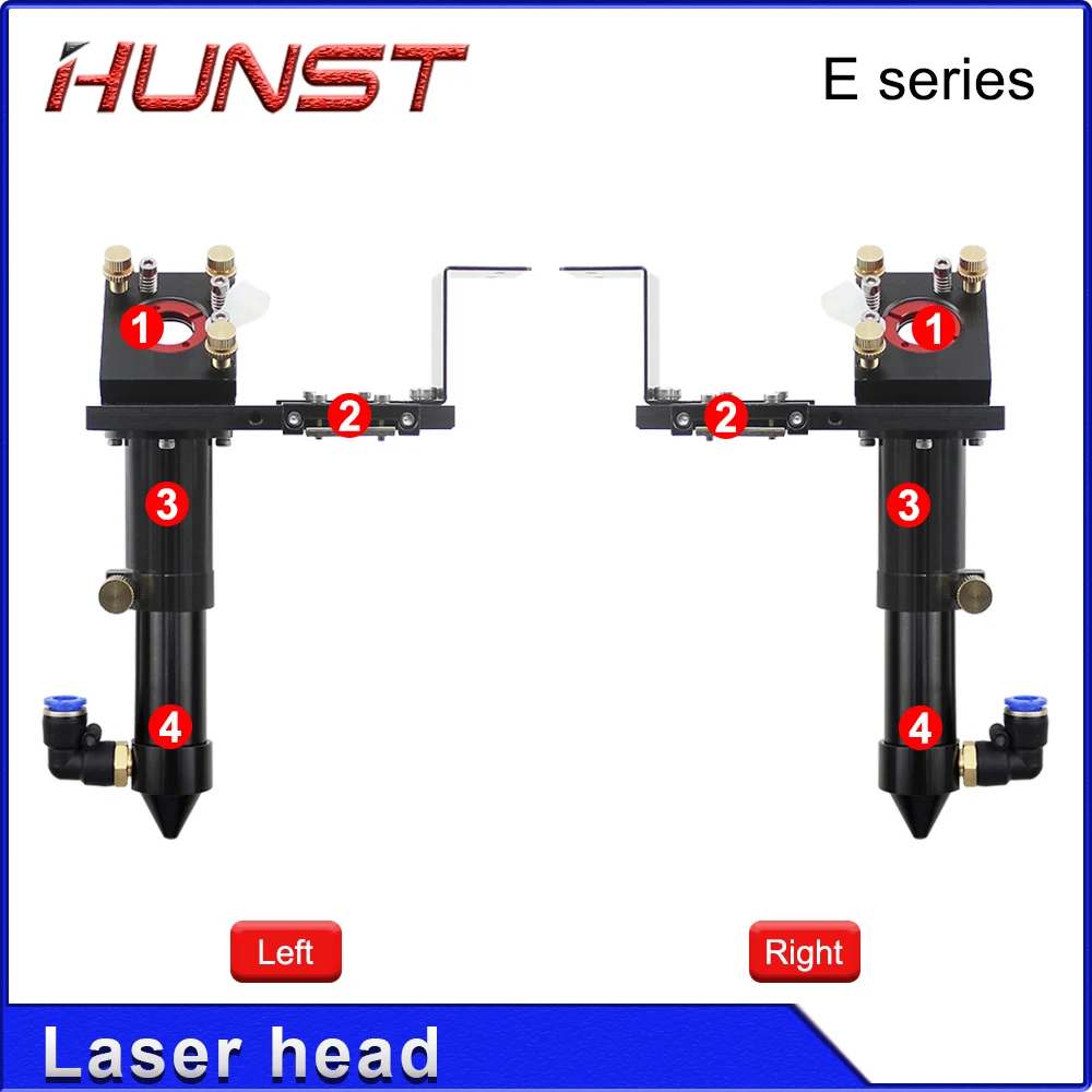 Hunst E Series CO2 Laser Head for Lens D20MM FL50.8 & 63.5 & 101.6 MM Mirror 25MM for Laser Engraving and Cutting Machine