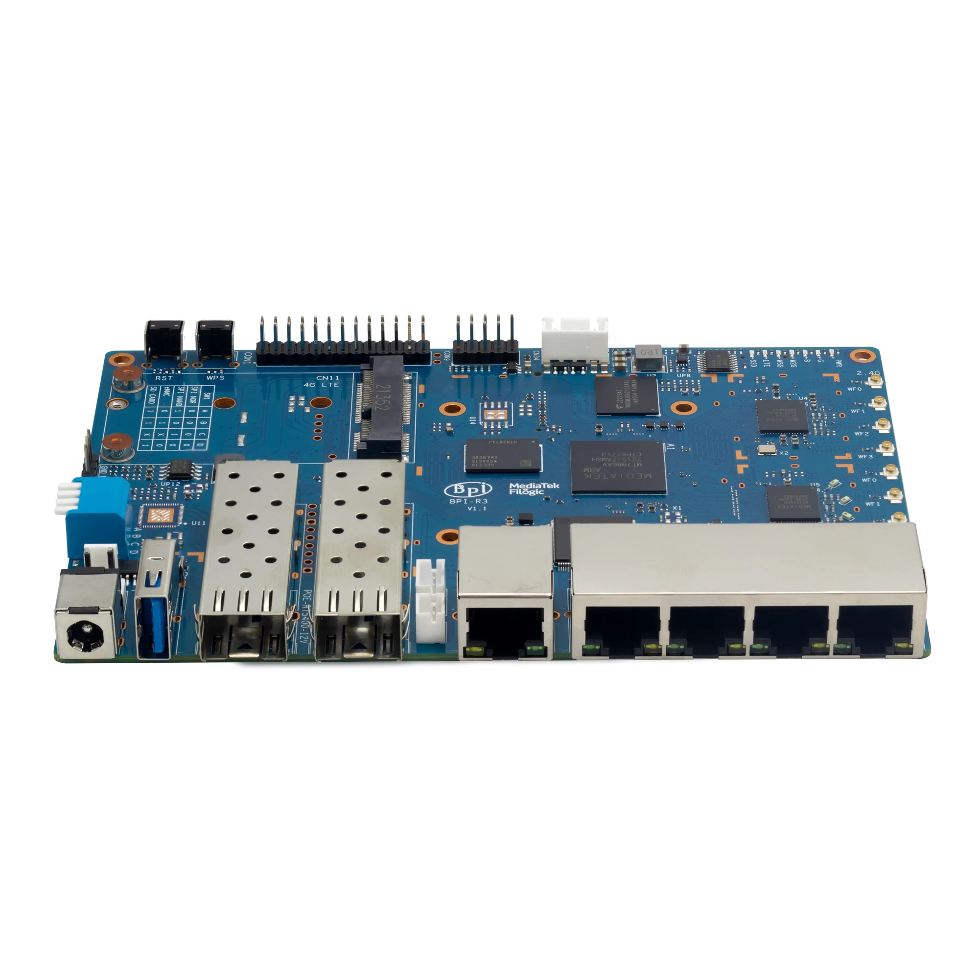 Banana Pi BPI-R3 MediaTek MT7986 ARM A53+ 2G DDR4 RAM 8G EMMC 2 SFP Wi-Fi 6/6E 2.4G 2.5G 5G Openwrt Wireless Smart Router Board