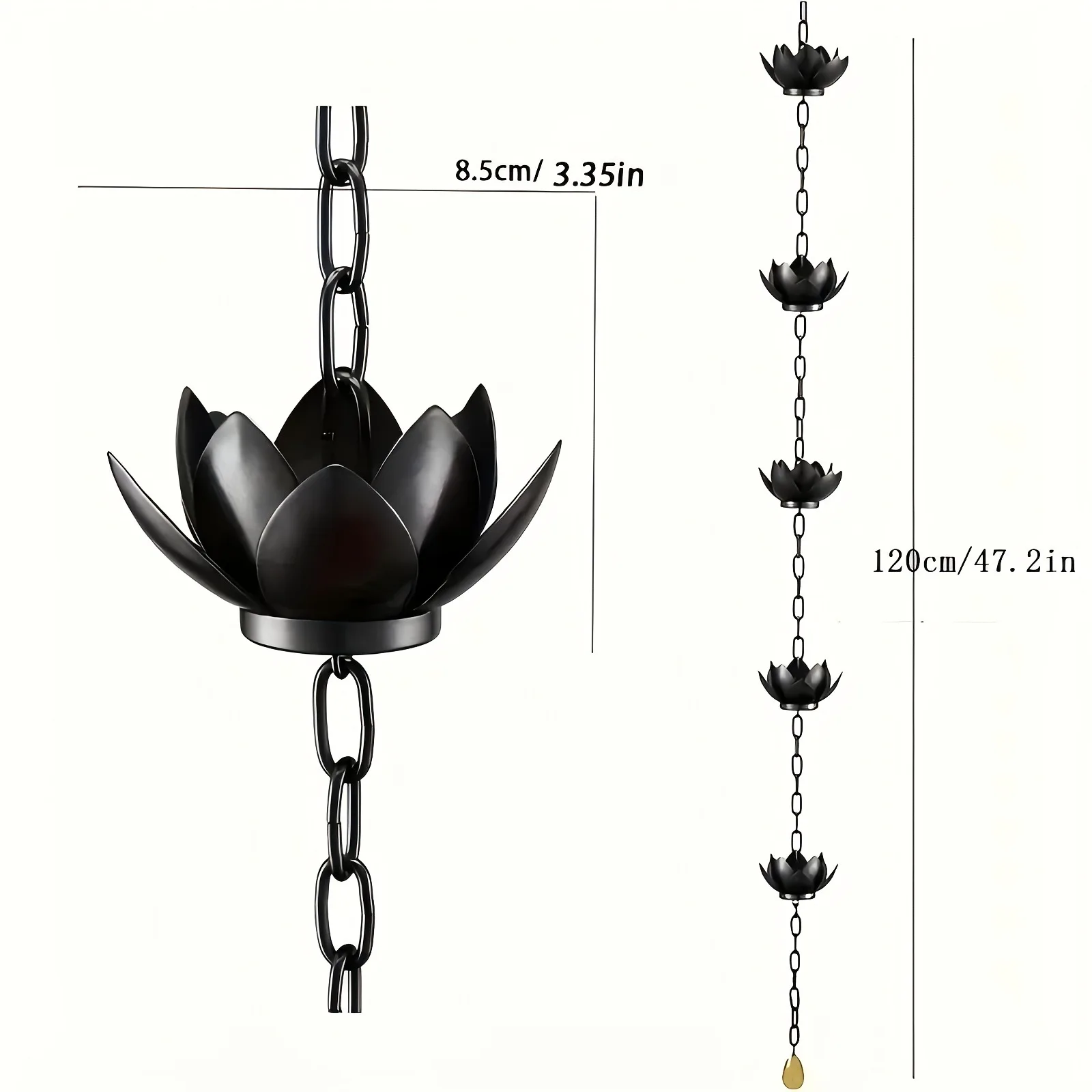Lotus/Bird Rain Chain Garden Decoration Hanging Rain Catcher Chain Gardening Gutters Downspouts Rain Chain Outdoor Decoration