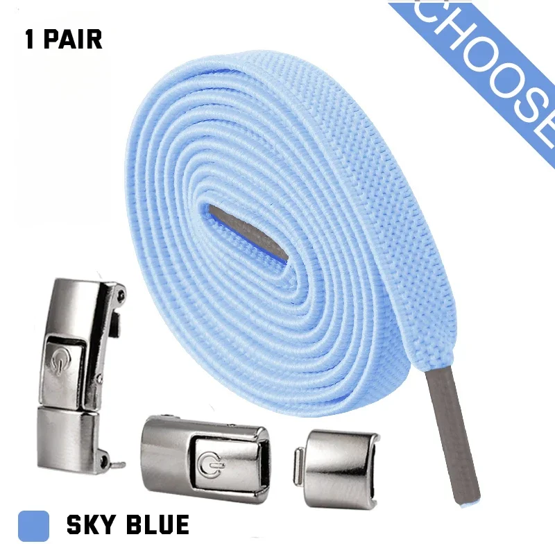 8mm Schnürsenkel ohne Binden mit Metall-Druckverschluss, elastische Schnürsenkel für Sneaker, Kinder und Erwachsene, verbreiterte flache Schnürsenkel für Schuhe