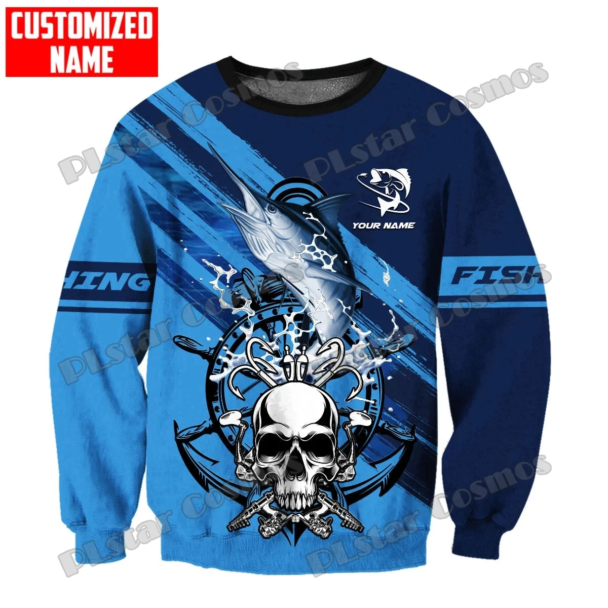 Marlin Fishing Skull Custom Name 3D Printed Men's Hoodie & Sweatshirt Unisex Casual hooded pullover Autumn zip-up Jacket QDY16