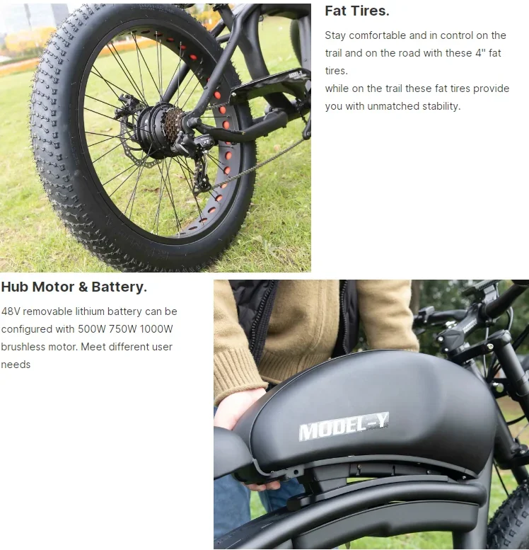 Old style retro electric bicycle 1000W strong motor 48V12.5AH battery fat tire mountain retro electric bicycle