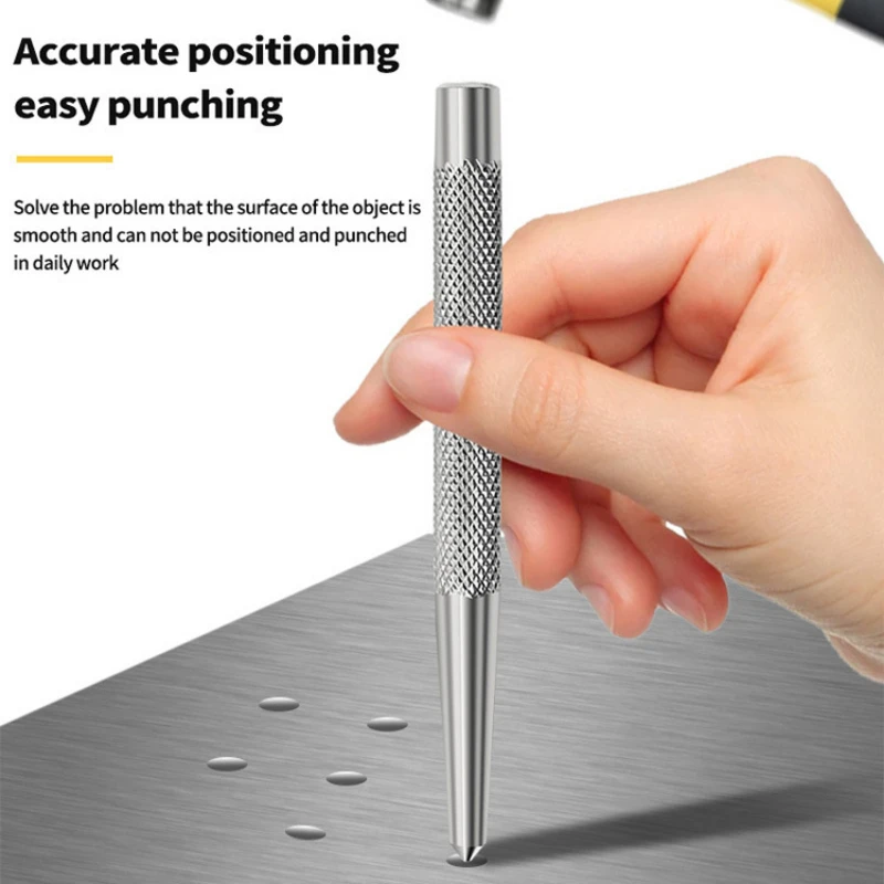 Center Punch Non-Slip Handle Drilling Tapered Punch Point Punch Locator Metal Drill Mark Center Punch Chisel Punch Metalworking