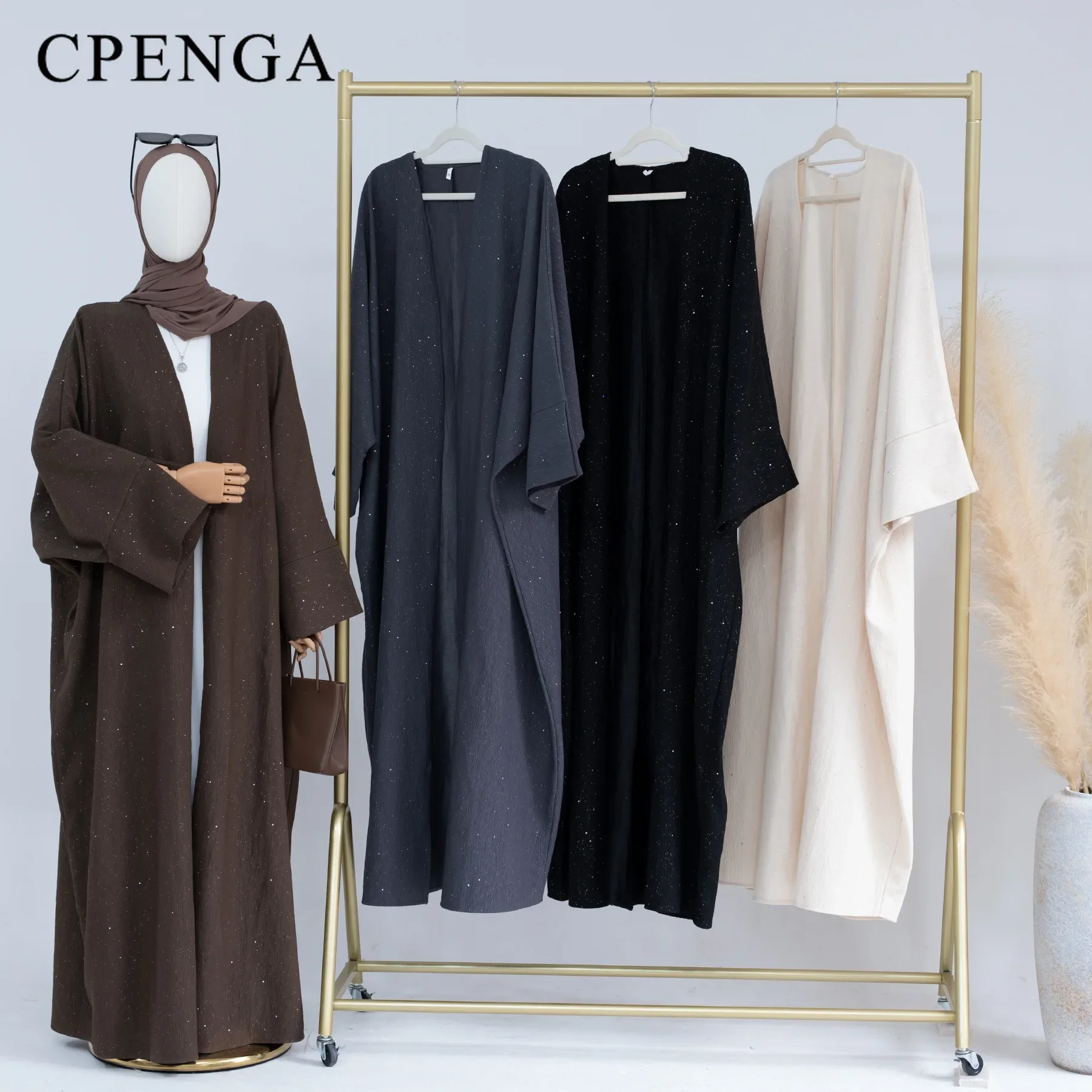 

2024 Autumn Dubai Musilim Women Open Abaya Dress Luxury Ramadan Eid Arabia Modest Cardigan Islamic Warm Turkey Loose Solid Robe
