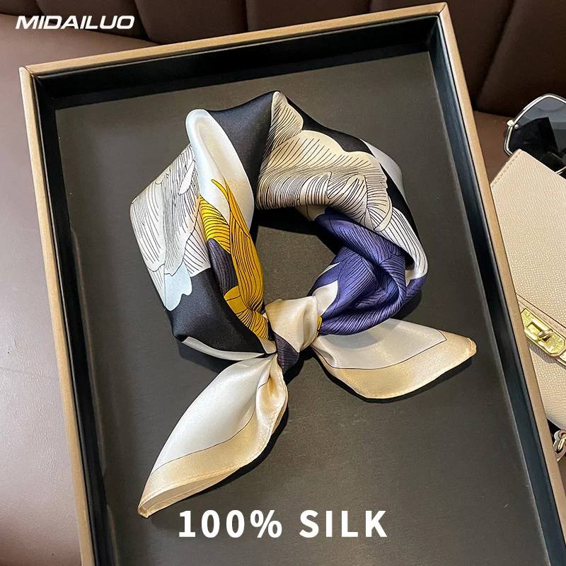 

100% Mulberry Silk Square Scarf 20.87x20.87 Inch Breathable Decorative Headscarf Elegant Accessory Non-Stretch for Outdoor Use