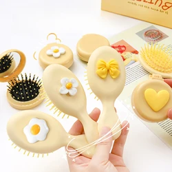 2 Style Cute Cartoon Folding Air Cushion Comb Mini Comb Portable Travel Massage Comb with Makeup Mirror Girl Kawaii Hair Styling