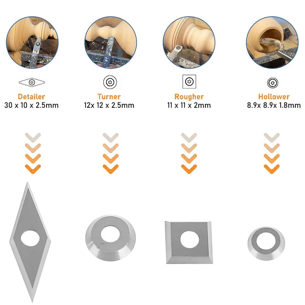 Imagem -05 - Tungsten Carbide Insere Conjunto For Wood Lathe Turning Tools Turning Tools Ferramentas de Madeira 20 Pcs