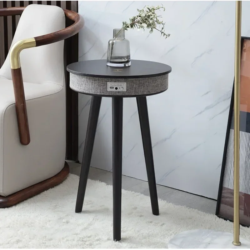 

Practical Smart Round Tea Table With Bluetooth Speaker Living Room Corner Table With Wireless Charging Portable Multi-Function S