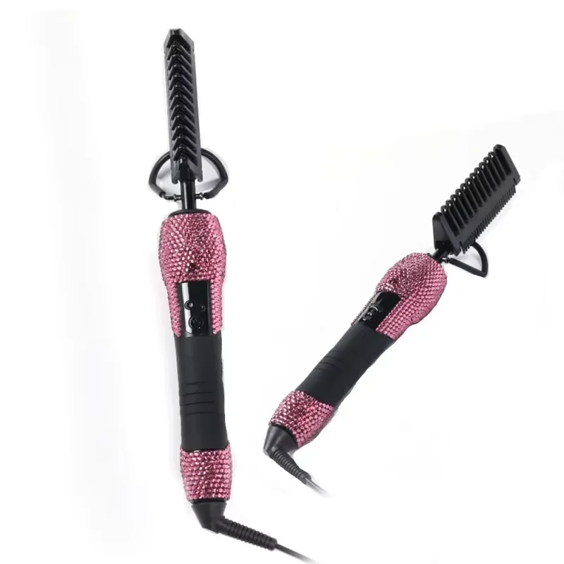 WAP01 Bling Ceramic 500 Degree Hot Hair Press Combs Electric Bling 500F High Heat Hot Comb