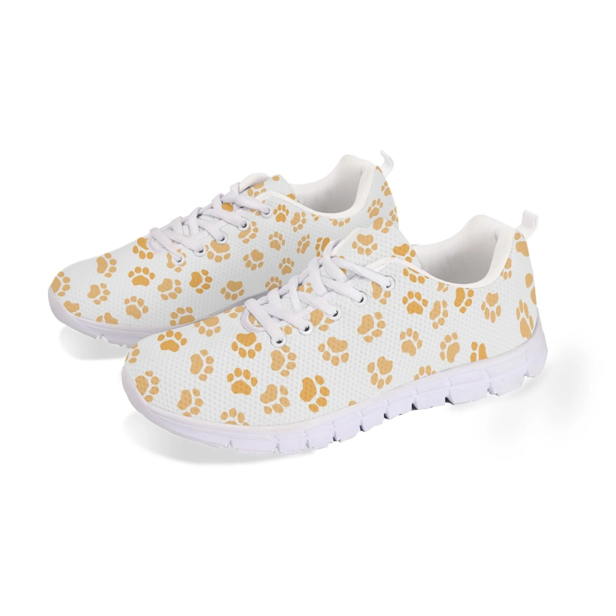 Yikeluo New Ladies Casual Mesh Sneakers Dog Mom Paw Design Print Women Flats Shoes Light Lace up Walk Shoes Zapatos Mujer