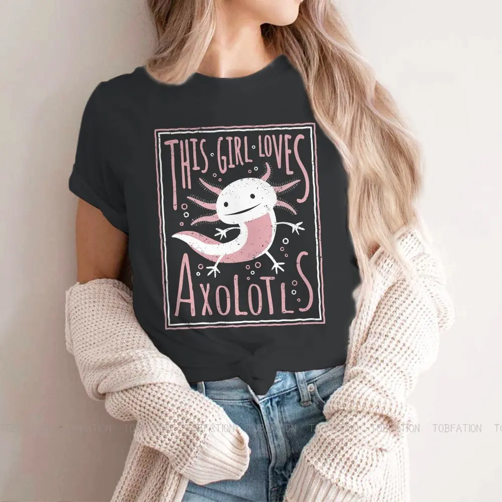 Axolotl Lover Girls T Shirt Girl Loves Female Tops Graphic Funny Tees Ladies 4XL Cotton Tshirt