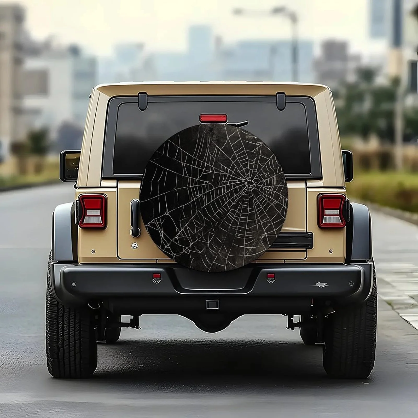1pc Spider Web Wheel Cover Compatible For Most Cars - Fit Tire With Spider Web & Spider (Realistic Web & // Spiders) - Wheel Rim