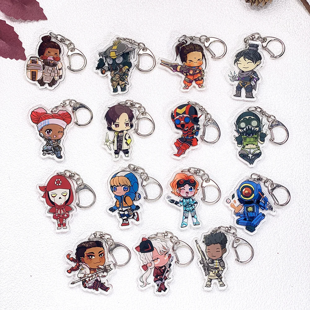 15Pcs Cartoon Game Apex legends Car Keychain Keys Accessories Acrylic Cute Charms Pendant For Bag Key Holder Backpack Decoration