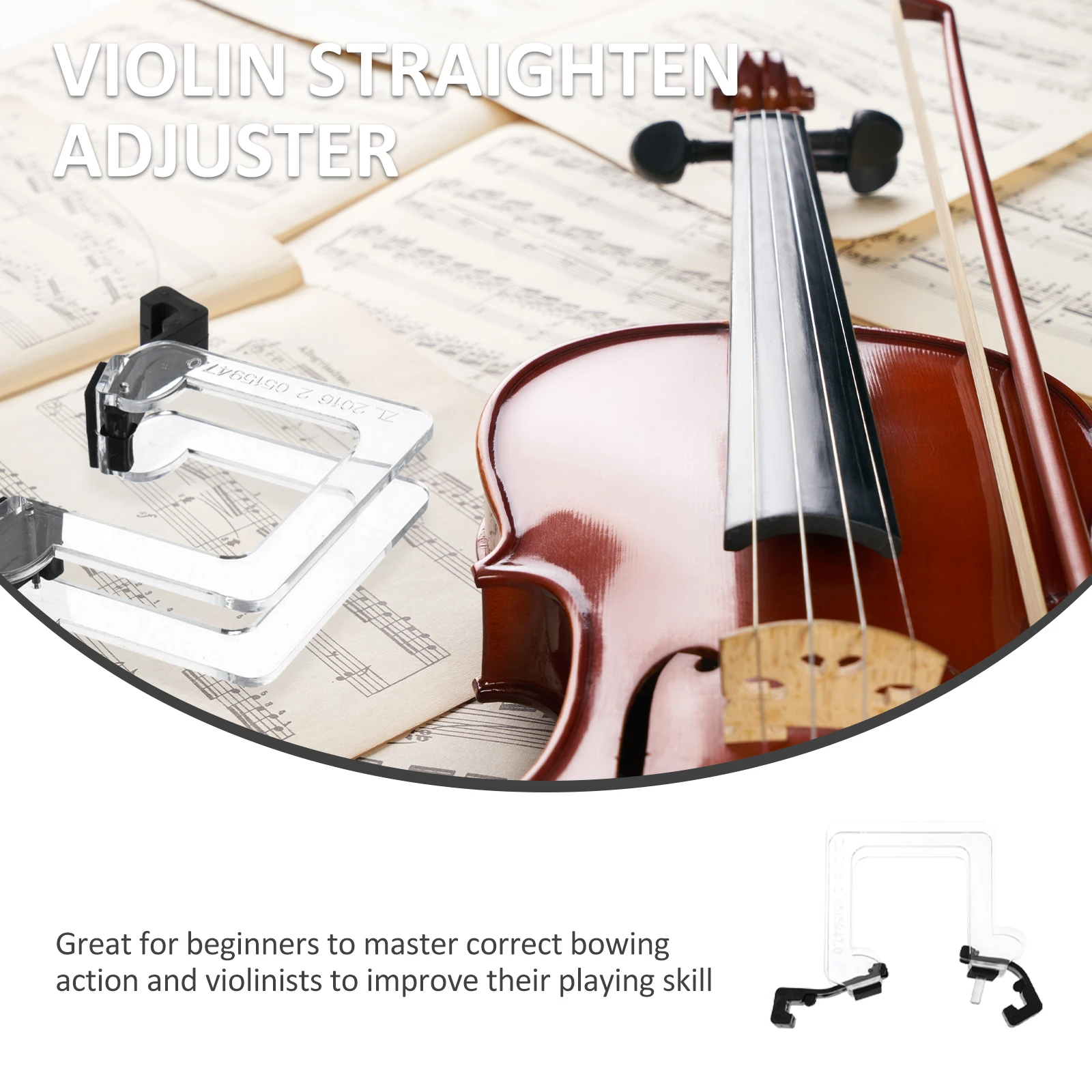 

Acrylic Straight Bow Violin Corrector Lightweight Beginner Practice Guide Non Damaging Small Size Easy To Carry Violin Accessory