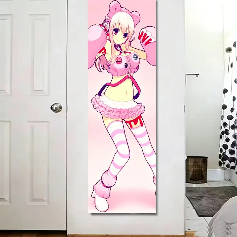 Niedlicher Sonico Bärenmädchen Vertikaler Wandteppich Kawaii Anime Cosplay Druck Wandbehang für Teenager-Schlafzimmer Wohnheim-Dekoration