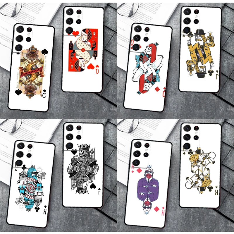 Cartoon Character Poker Case For Samsung Galaxy S23 S20 FE S21 Ultra S8 S9 S10 Note 10 Plus Note 20 S22 Ultra Cover