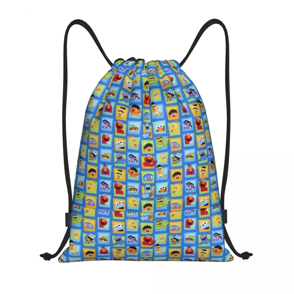 

Custom Cookie Cartoon Drawstring Bags Women Men Lightweight Sesame Street Sports Gym Storage Backpack