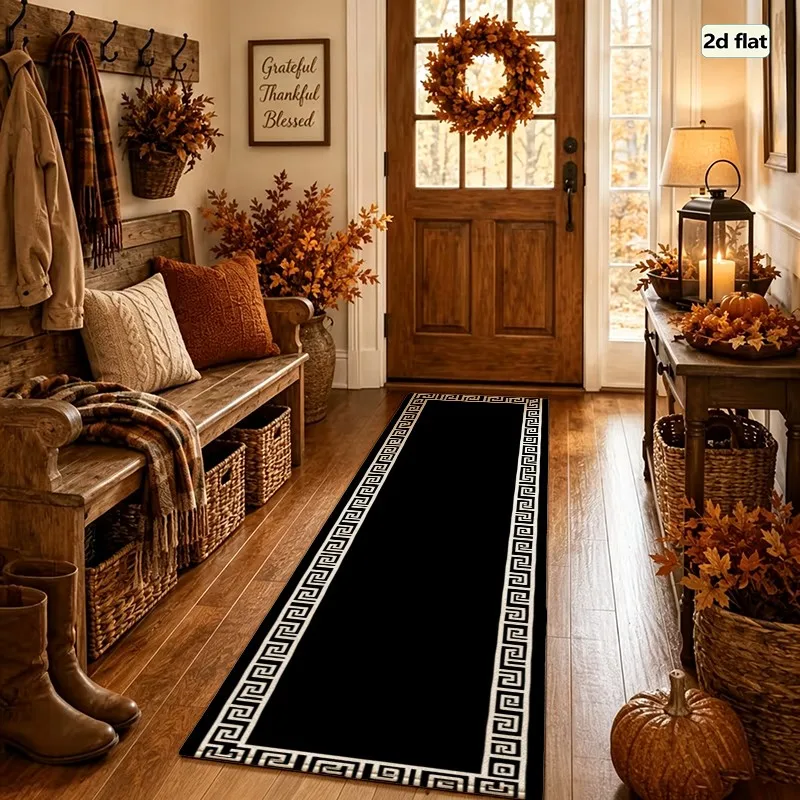 1 Piece Greek Key Pattern Rug, Soft and Comfortable, All Seasons, lightweight and Easy to Care, Home Decor, Room Decor, Living Room, Bedroom, Entryway, Winter, Autumn