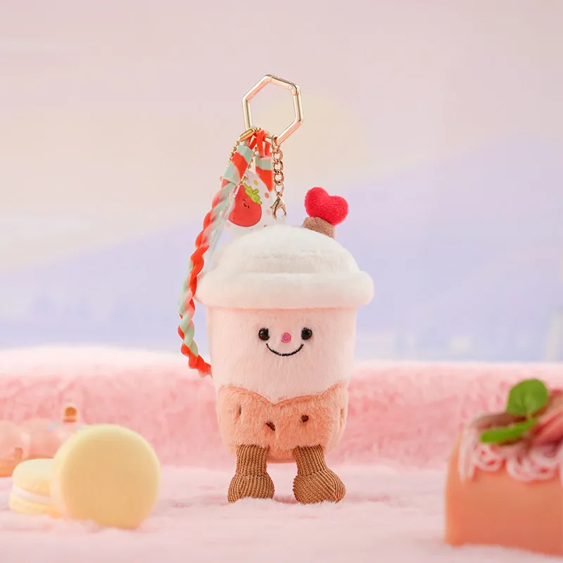 Potdemiel – porte-clés en peluche véritable, série de tasses de thé au lait à bulles, jouet en peluche mignon, breloque pour sac à dos, cadeau pour filles et garçons