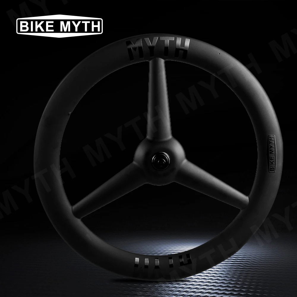 BIKE MYTH MT3T Tri Spoke 3 Spoke Wheels Clincher - 700c Aero Carbon Fiber Wheelset Triathlon Road Racing Tubeless Compatible